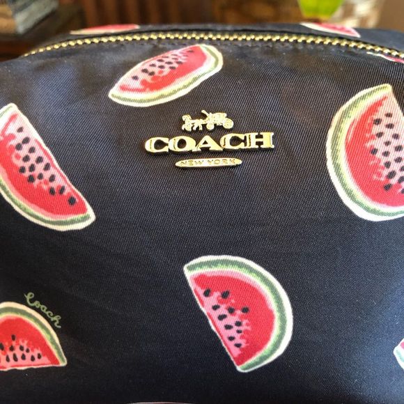 COACH - Watermelon Cosmetic Bag in Navy Canvas. So cute and LIKE NEW! 🍉 - Picture 3 of 12